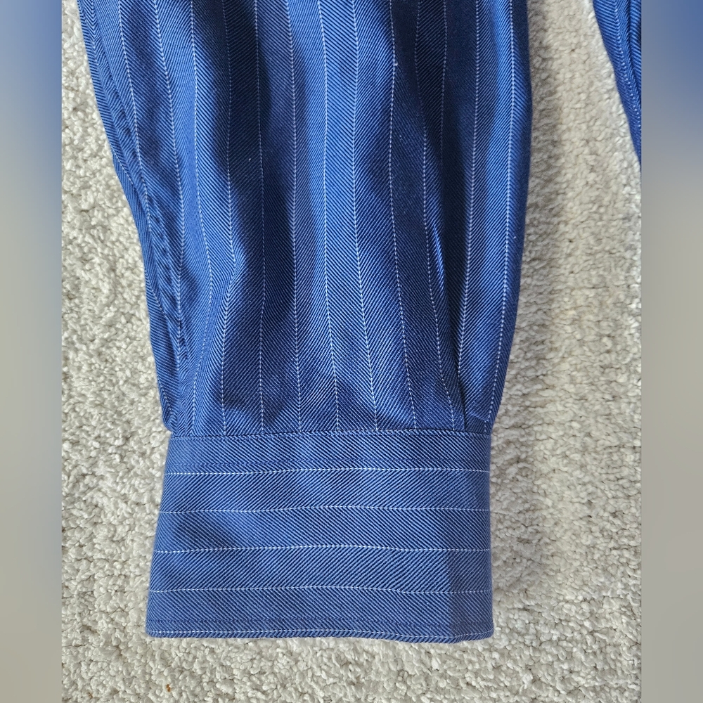 TOMMY BAHAMA Blue Pinstripe Cotton Shirt | SZ 16.5" - Picture 6 of 13